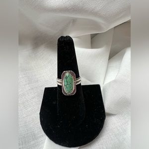 Beautiful Sterling Silver Turquoise Ring, made by Larry Tallent. Size 6.75-7.